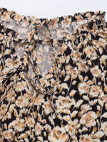 Hazel Blues® |  Perfee Printed Tie Neck Long Sleeve Mini Dress