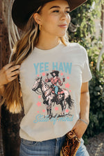 Hazel Blues® |  White YEE HAW State of mind Cowgirl Graphic Western Fashion Tee