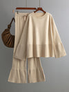 Hazel Blues® |  Basic Bae Slit Round Neck Long Sleeve Top and Drawstring Pants Sweater Set