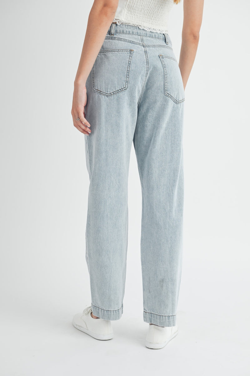 Hazel Blues® |  MABLE Pleated Front Detail Straight Jeans