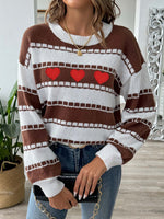 Hazel Blues® |  Heart Round Neck Long Sleeve Sweater