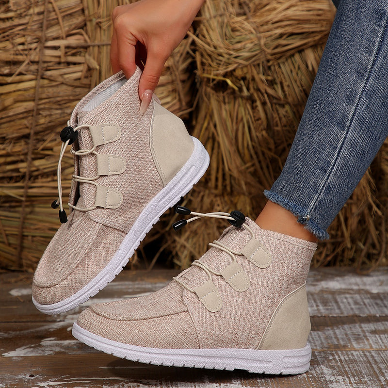 Hazel Blues® |  Lace-Up Round Toe Flat Sneakers