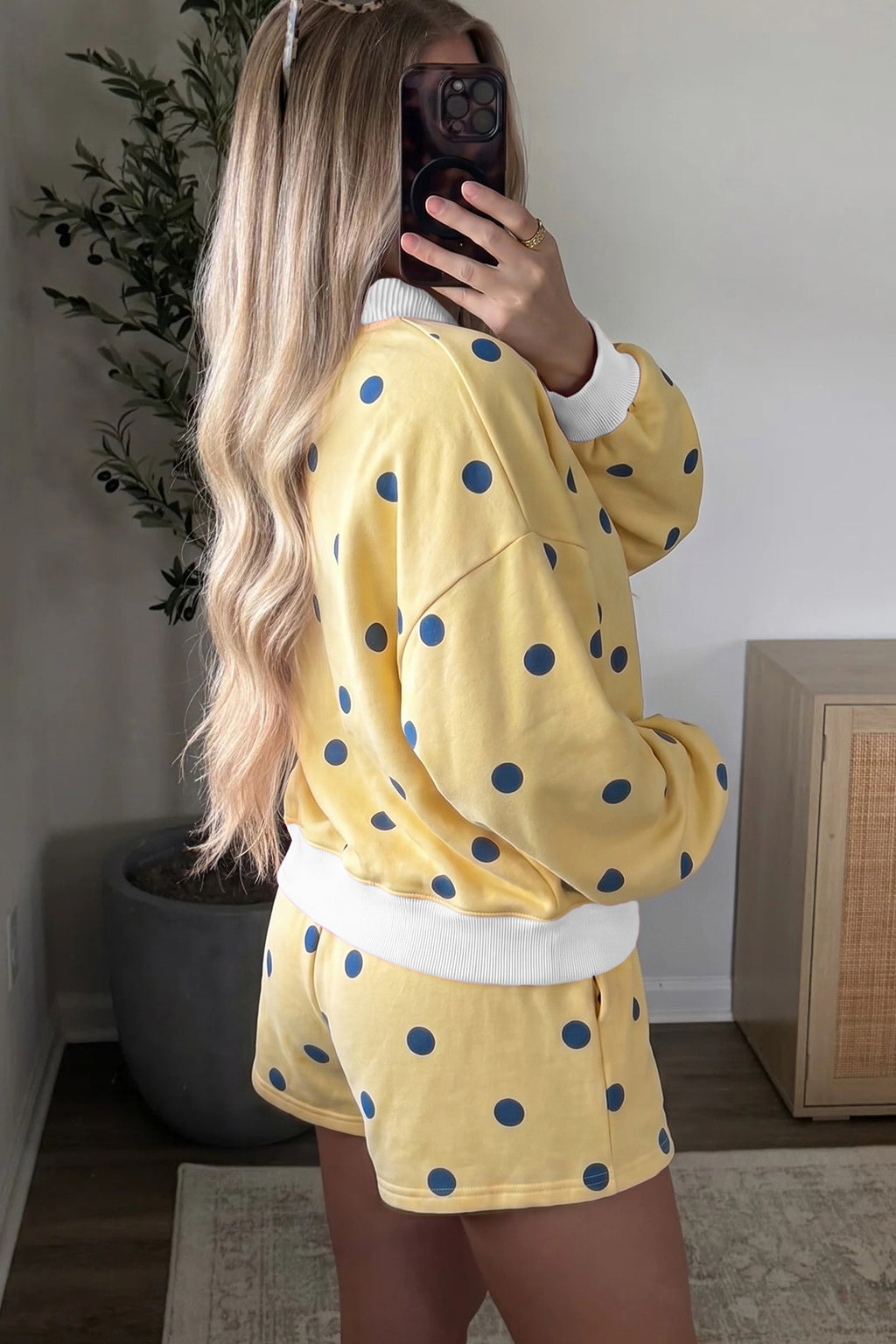 Violet Wren Yellow Polka Dot Shorts Set