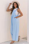 Hazel Blues® |  Beau Blue Checkered Pocketed High Waist Wide Leg Overall