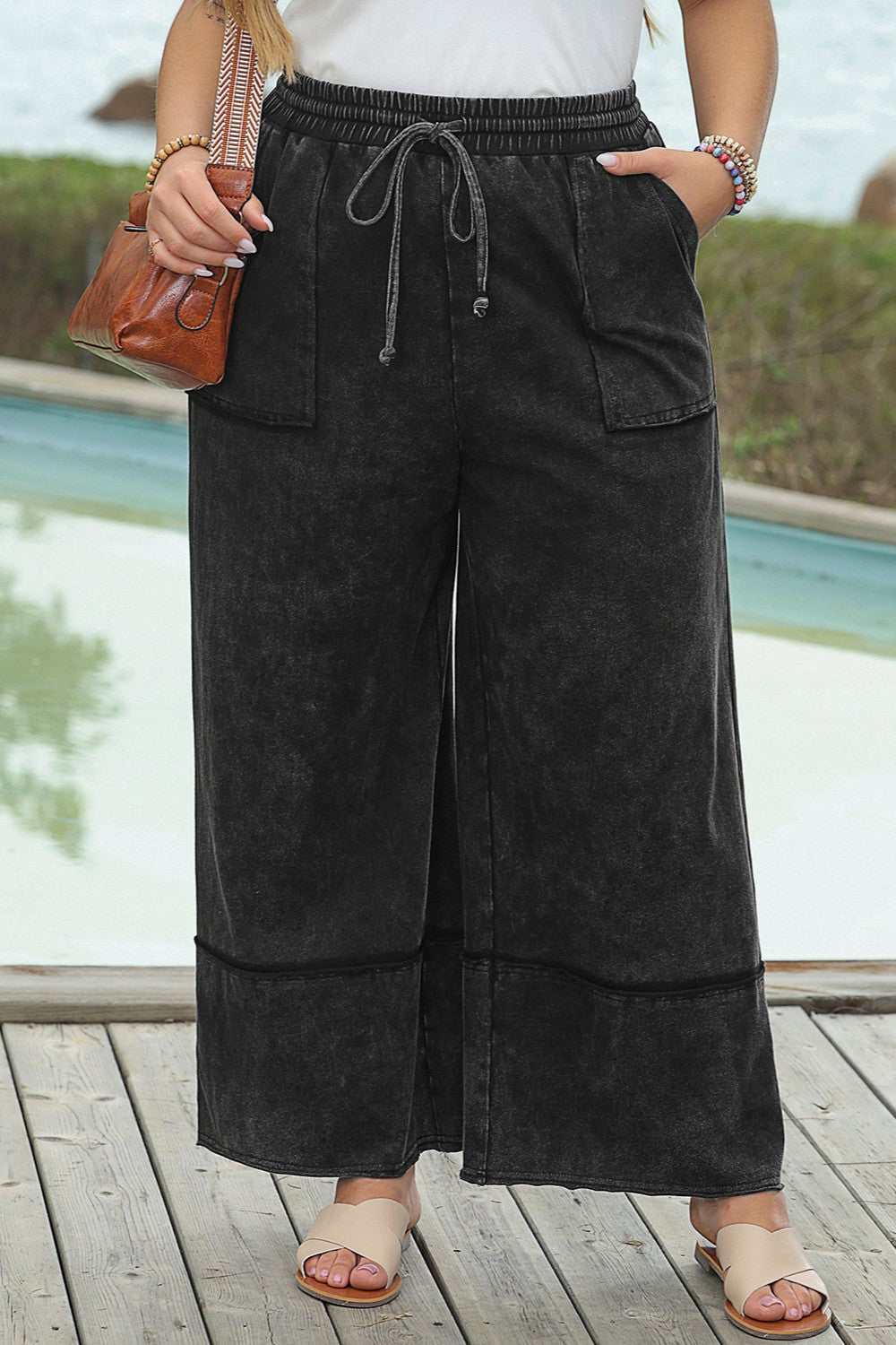 Hazel Blues® | Drawstring Wide Leg Pants