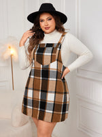 Hazel Blues® | Plaid Wide Strap Overall Dress