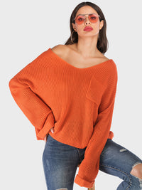 Hazel Blues® |  Perfee V-Neck Dropped Shoulder Long Sleeve Sweater