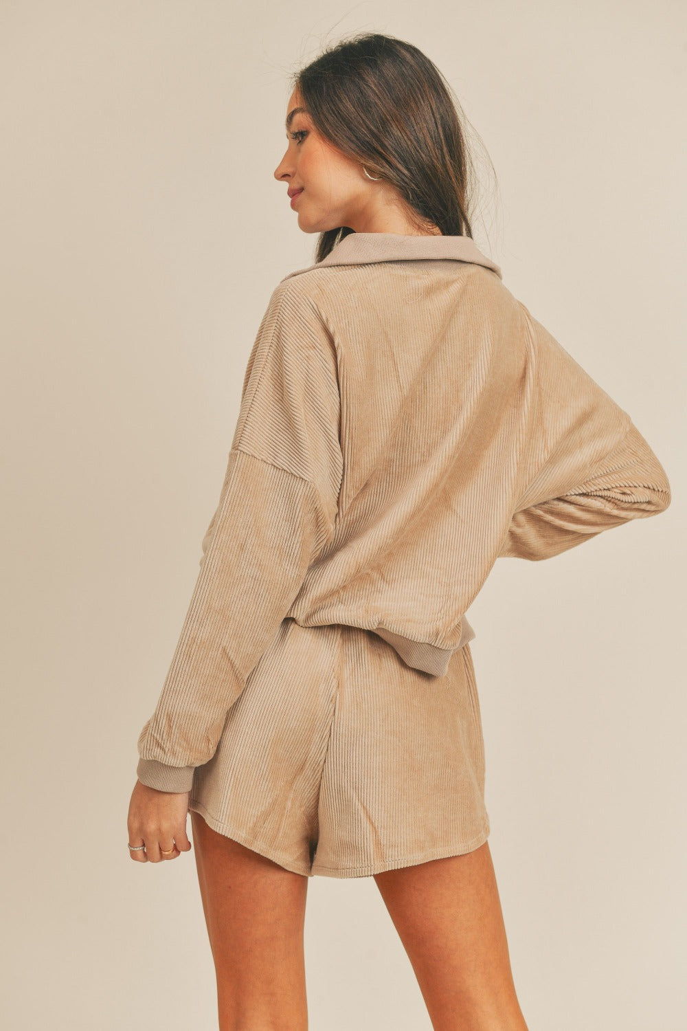 Hazel Blues® |  MABLE Corduroy Half Zip Top and Shorts Set