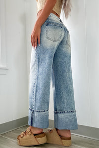 Hazel Blues® |  Washed Wide Leg Jeans with Pockets