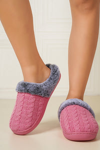 Hazel Blues® |  Cable-Knit Fluff Round Toe Slippers