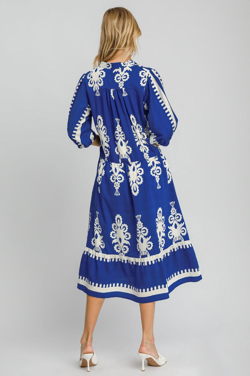 Hazel Blues® |  Umgee Printed Notched Midi Dress