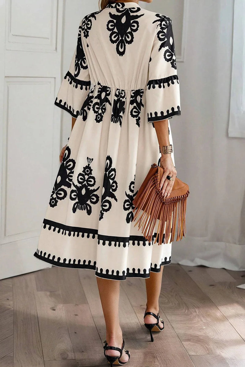 Hazel Blues | Printed Half Sleeve Knee Length Dress Hazel Blues | Printed Half Sleeve Knee Length Dress
