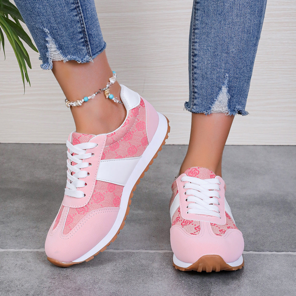 Hazel Blues® |  Contrast Round Toe Flat Sneakers