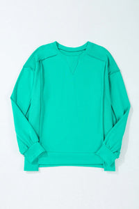 Hazel Blues® |  Exposed Seam Round Neck Long Sleeve Sweatshirt