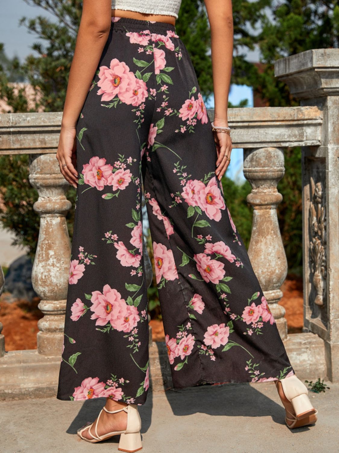 Hazel Blues® |  Printed Elastic Waist Wide Leg Pants