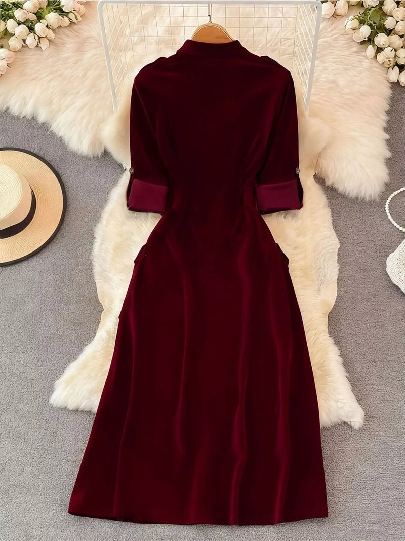 velvet button down dress Hazel Blues