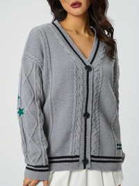 Hazel Blues® |  Star Embroidered V-Neck Long Sleeve Cardigan