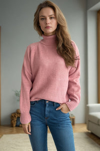 Hazel Blues® |  Ribbed Turtleneck Raglan Sleeve Sweater