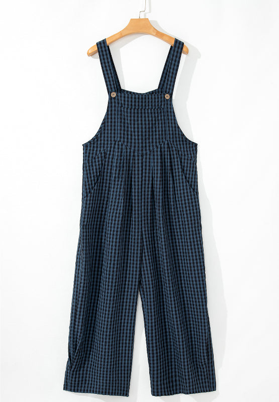 Hazel Blues® |  Plaid Wide Strap Wide Leg Overalls