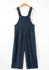 Hazel Blues® |  Plaid Wide Strap Wide Leg Overalls