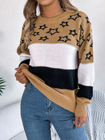 Hazel Blues® |  Star Contrast Round Neck Sweater