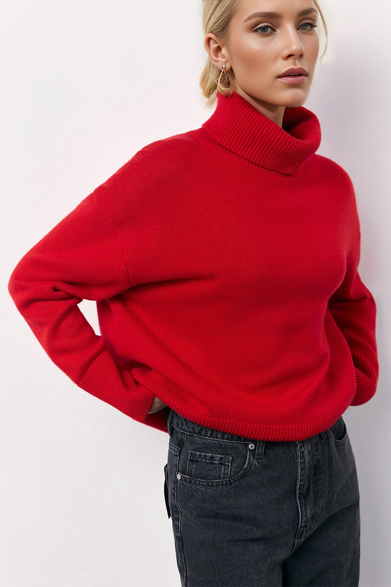 Hazel Blues® |  Basic Bae Turtleneck Long Sleeve Dropped Shoulder Sweater