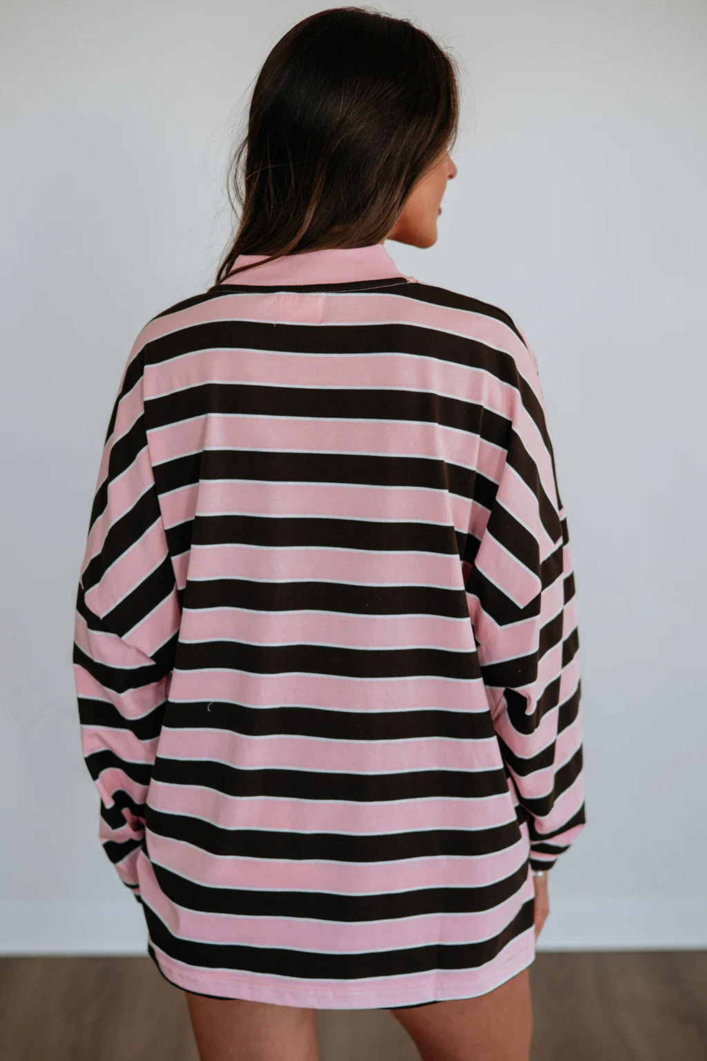 Pink Stripe Oversized Top and Shorts Set