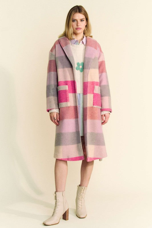 Hazel Blues® |  Davi & Dani Tied Color Block Collared Neck Coat