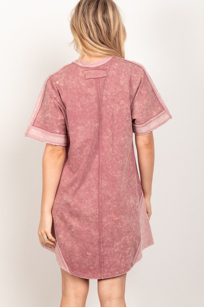 Hazel Blues® |  VERY J Short Sleeve V-Neck Tee Dress