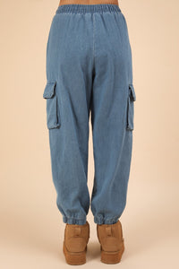 Hazel Blues® |  VERY J Washed Drawstring Jogger Cargo Jeans