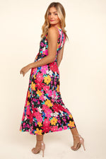 Hazel Blues® |  Haptics Pocketed Floral Round Neck Sleeveless Midi Dress