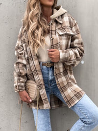 Hazel Blues® |  Plaid Button Up Jacket with Removable Hood