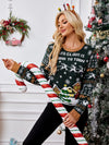 Hazel Blues® |  Graphic Round Neck Long Sleeve Sweater