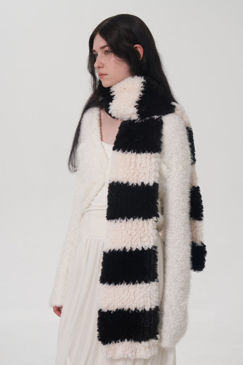 Hazel Blues® |  Fuzzy Contrast Striped Scarf