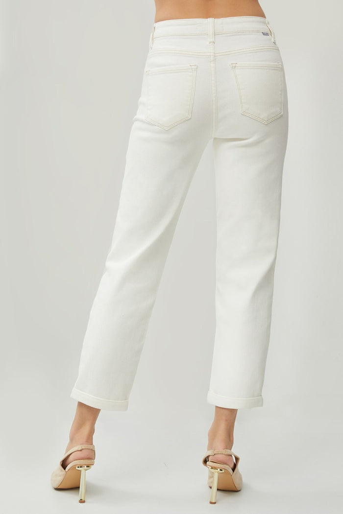 Hazel Blues® |  RISEN High Waist Rolled Hem Straight Jeans