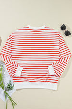 Hazel Blues® |  Striped Dropped Shoulder Long Sleeve Sweatshirt