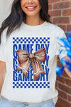 Hazel Blues® |  White Football Bowknot GAME DAY Graphic Tee
