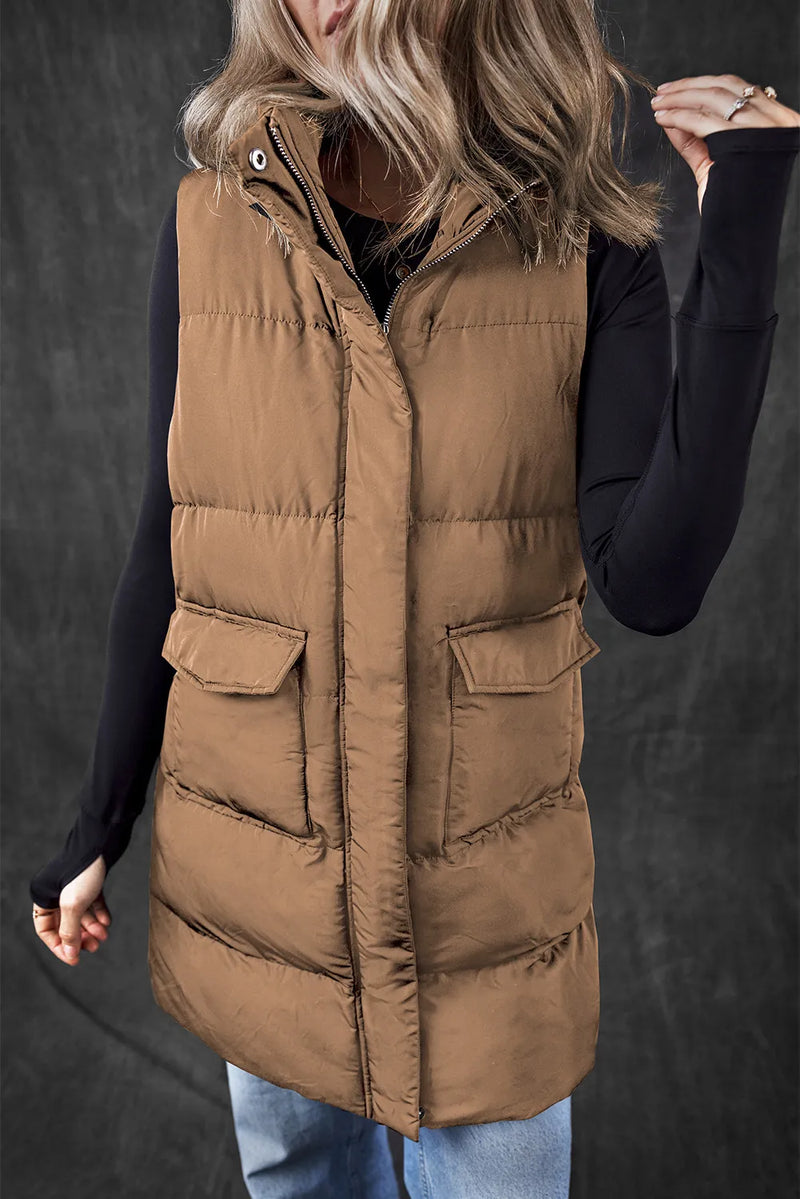 Hazel Blues® |  Pocketed Zip Up Vest Coat