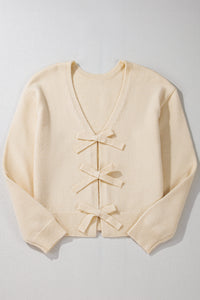 Hazel Blues® |  Bowknot Front V Neck Long Sleeve Cardigan