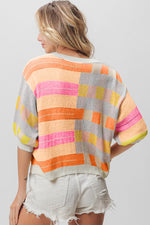 Hazel Blues® |  BiBi Multi Color Striped Round Neck Knit Top