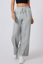 Hazel Blues® |  Gray Seamed Drawstring High Waist Wide Leg Sweatpants