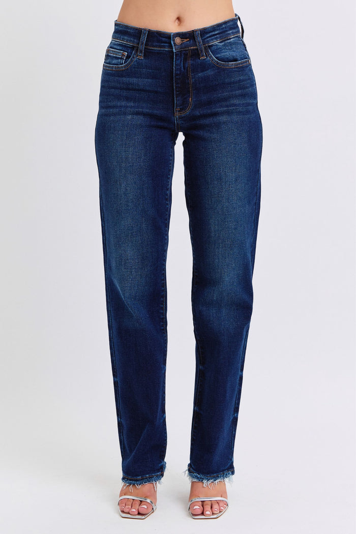 Hazel Blues® |  Judy Blue Raw Hem Straight Leg Jeans