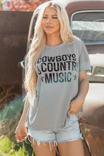 Hazel Blues® |  High Cowboys & Country Music Graphic Crew Neck T Shirt