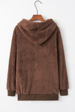 Hazel Blues® |  Quarter-Zip Drawstring Teddy Hoodie