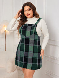 Hazel Blues® | Plaid Wide Strap Overall Dress