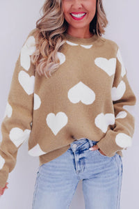 Hazel Blues® |  Heart Round Neck Long Sleeve Sweater