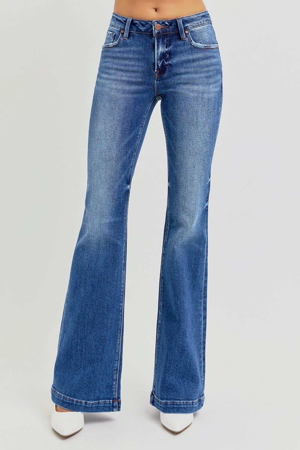 Hazel Blues® |  RISEN Low Rise Flare Jeans with Pockets