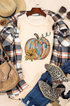 Hazel Blues® |  Khaki Pumpkin with Flower Graphic T Shirt