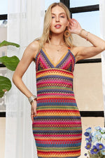 Hazel Blues® |  ADORA Contrast Striped V-Neck Mini Dress