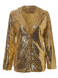 Hazel Blues® |  Sequin Lapel Collar Long Sleeve Blazer